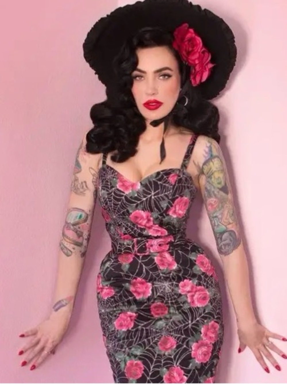 Vixen Micheline Pitt Swing Dress Vintage-Inspired Black Fit & Flare Dress